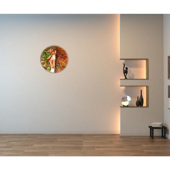 Romantic Abstract Embroidery Hoop – Hand-Painted Couple’s Embrace with Vibrant - Picture 4 of 5